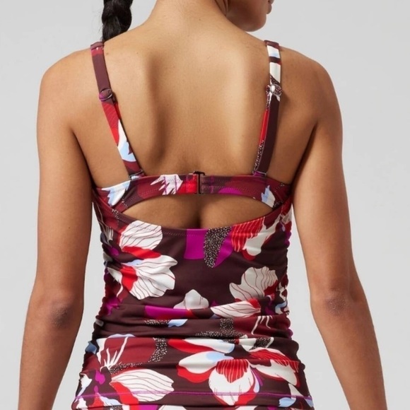 Athleta Square Neck Size 34D/DD Hero Bloom Decadent Chocolate Tankini Top - Picture 3 of 9
